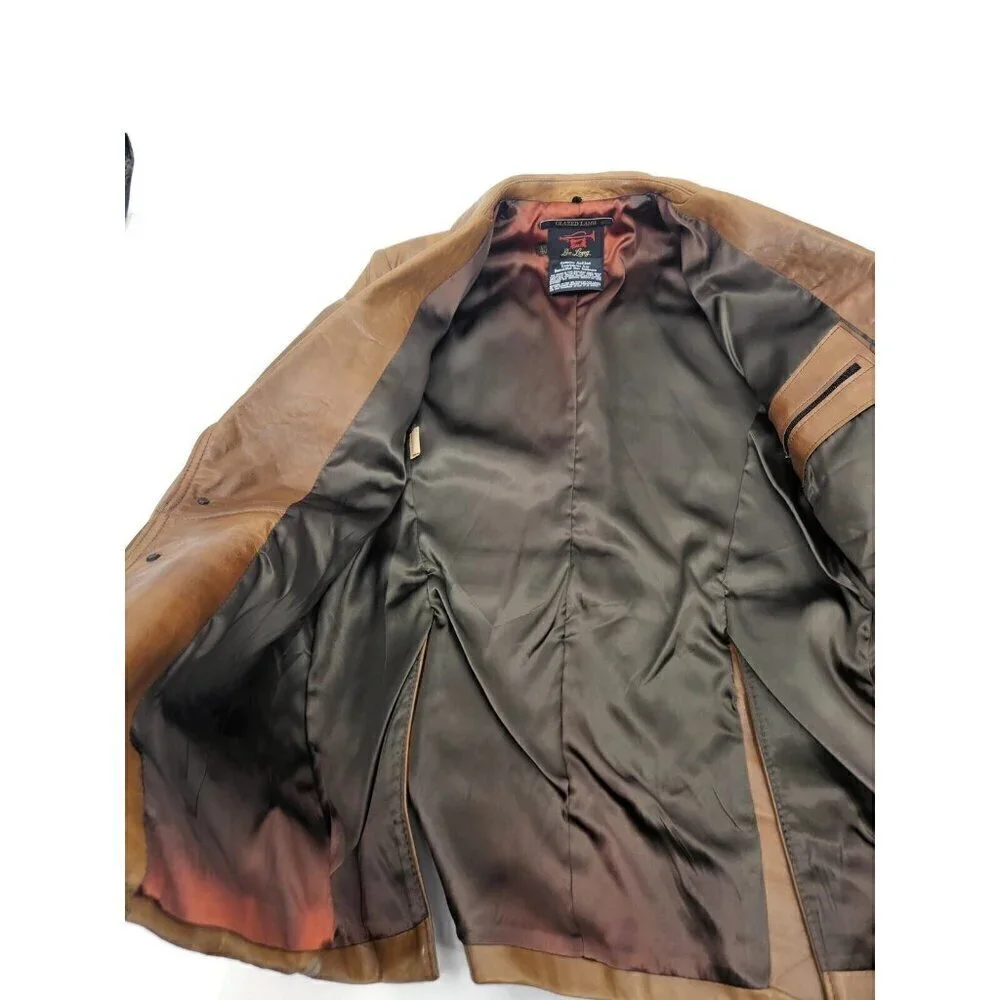Vintage De Long Glazed Lamb Jacket Mens 40 Brown Lambskin Blazer